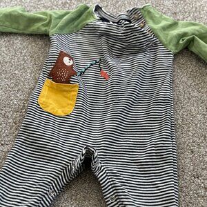 Mudpie Striped Fishing Bear Onesie